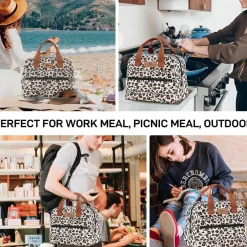 Homespon Isolierte Lunchtasche, Leopardenmuster, Wasserdicht, Große Kapazität