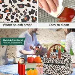 Homespon Isolierte Lunchtasche, Leopardenmuster, Wasserdicht, Große Kapazität
