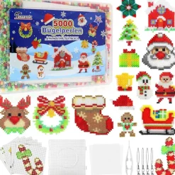 Homgaty 5000 Stück Bügelperlen Weihnachten 5mm mit Steckplatte und Zubehör für