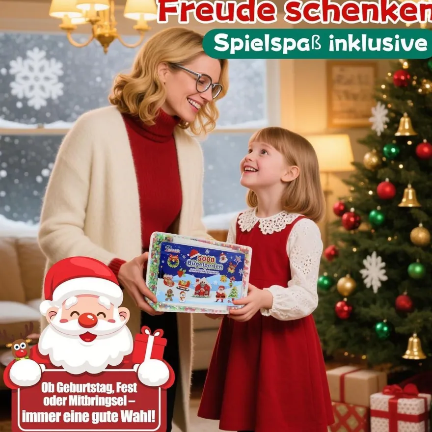 Homgaty 5000 Stück Bügelperlen Weihnachten 5mm mit Steckplatte und Zubehör für