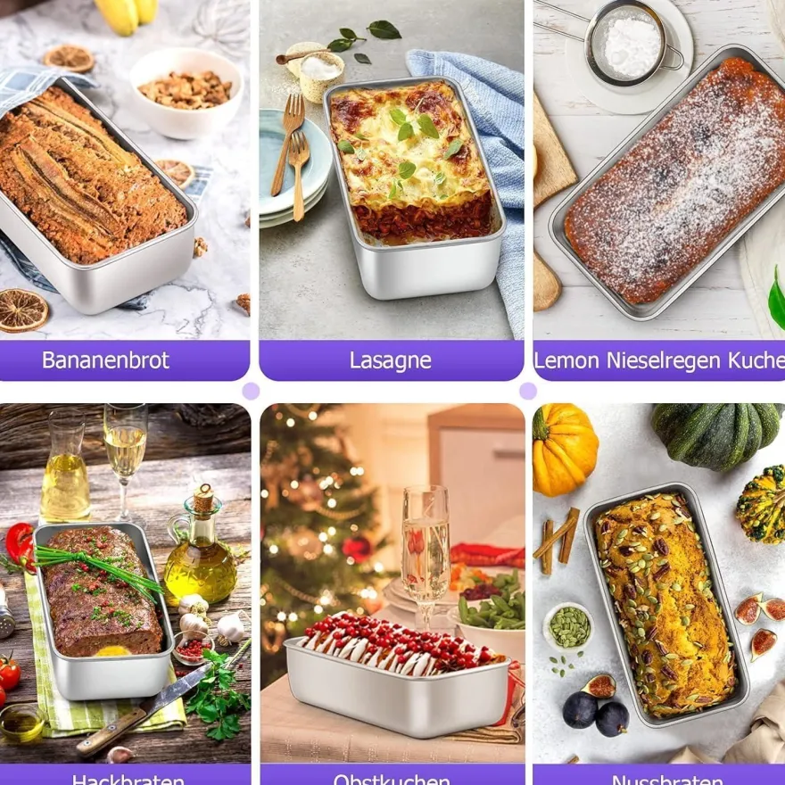 Homikit Kastenform 4er-Set, Edelstahl Brotbackform Königskuchenform, Rechteckig