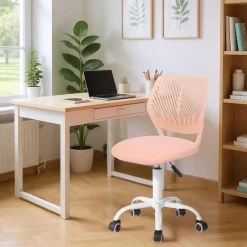 Homy Casa Schreibtisch Bürostuhl justierbarer Stoff Sitz Hellrosa