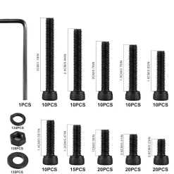 HonQiShiMY 540M4 Schrauben-Set M4 Sechskant, Schwarz Vernickelt, 540 Teile