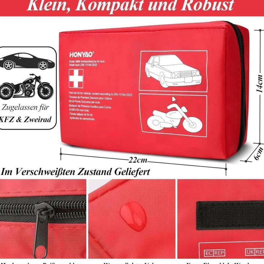 HONYAO Verbandskasten Auto 2026 - KFZ-Verbandtasche nach DIN 13164, Erste Hilfe