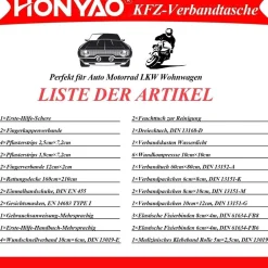 HONYAO Verbandskasten Auto 2026 - KFZ-Verbandtasche nach DIN 13164, Erste Hilfe