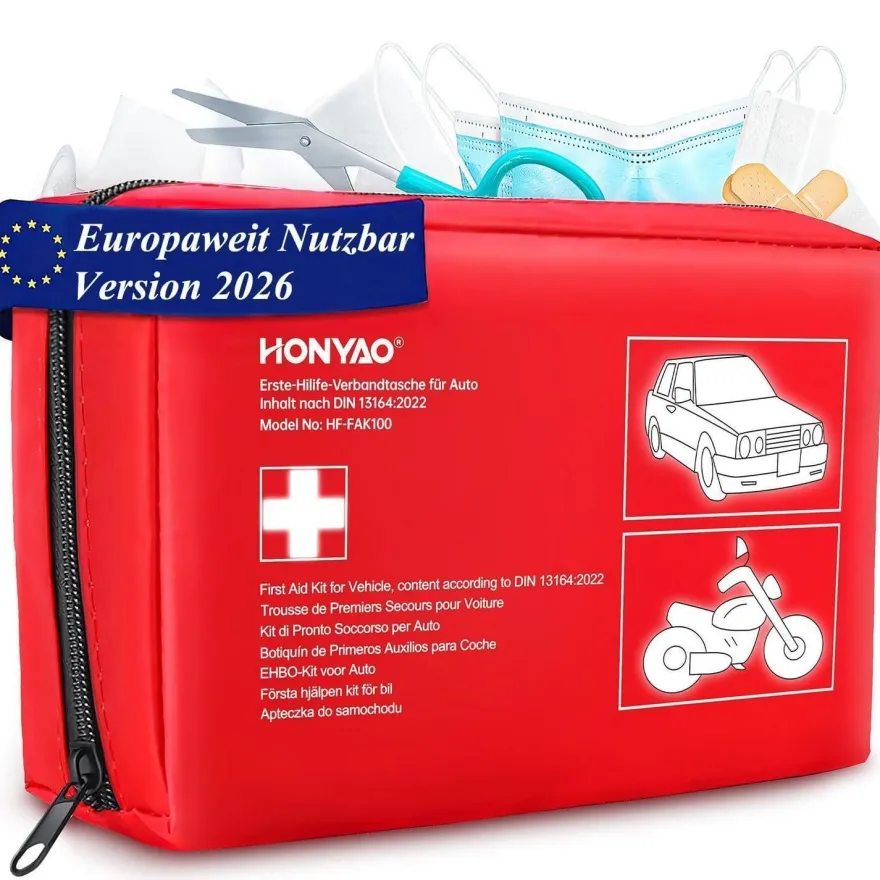 HONYAO Verbandskasten Auto 2026 - KFZ-Verbandtasche nach DIN 13164, Erste Hilfe