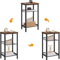 HOOBRO Beistelltisch Telefontisch Gitterablagen 38x28x74cm Industrie-Design