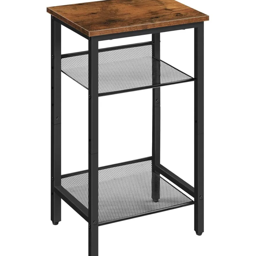 HOOBRO Beistelltisch Telefontisch Gitterablagen 38x28x74cm Industrie-Design