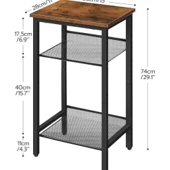 HOOBRO Beistelltisch Telefontisch Gitterablagen 38x28x74cm Industrie-Design