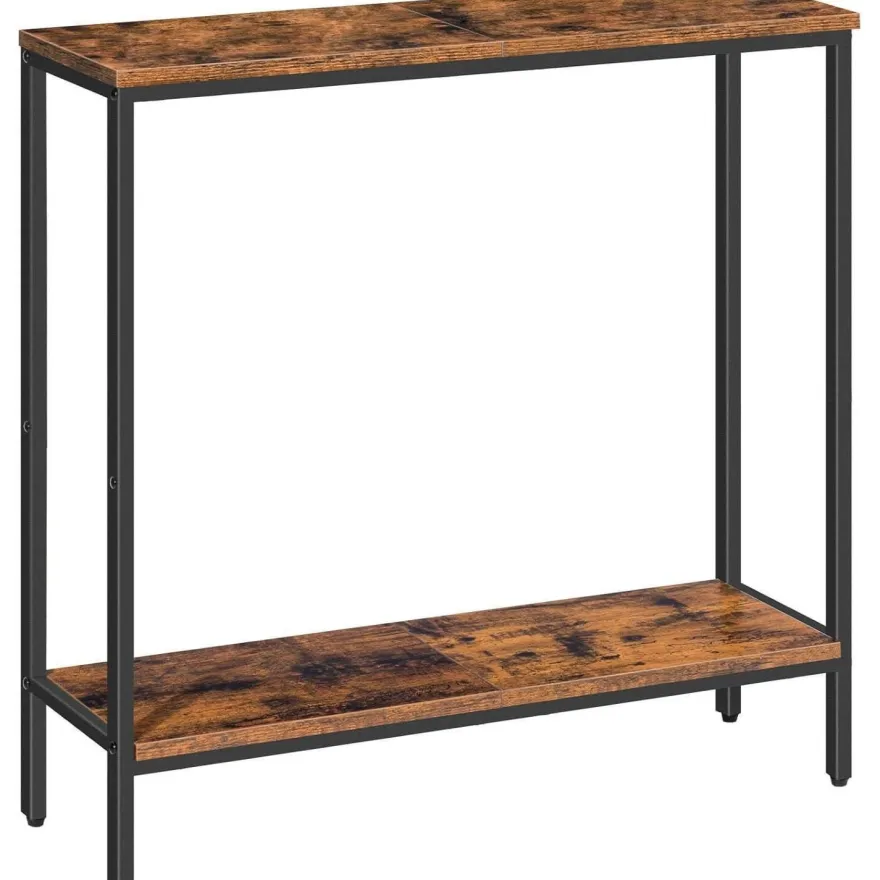 HOOBRO Schmaler Konsolentisch mit Ablage 75x22x75cm Beistelltisch