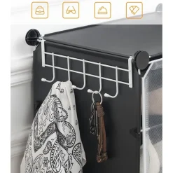 HOOBRO Schuhregal 8 Fächer Schuhschrank Würfelregal Tür 32 Paar Schuhe Schwarz