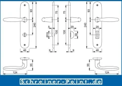 Hoppe Verona Aluminium Alu F9 Stahlfarben Langschild 1510/273P Bad / WC Garnitur