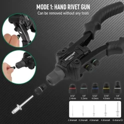Hoteche Nietmutternzange Set M3-M10 & 2,4-6,4mm Niete mit Aufspreizer und