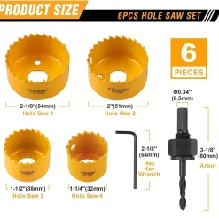 Hoteche 6-teiliges Lochsäge Set für Holz, Kunststoff und Faserplatten (Ø32-54mm)