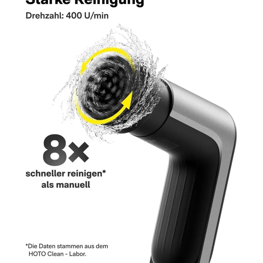 HOTO Akku Elektrische Reinigungsbürste mit 6 Bürstenköpfen, IPX7 Wasserdicht