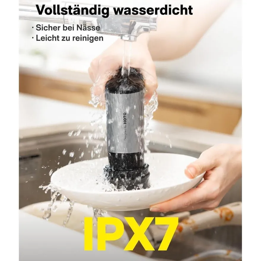 HOTO Akku Elektrische Reinigungsbürste mit 6 Bürstenköpfen, IPX7 Wasserdicht