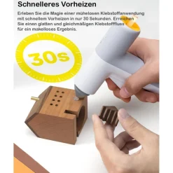 HOTO Akku Heißklebepistole, kabellos mit USB-C, 30s Schnellaufheizung, inkl. 10