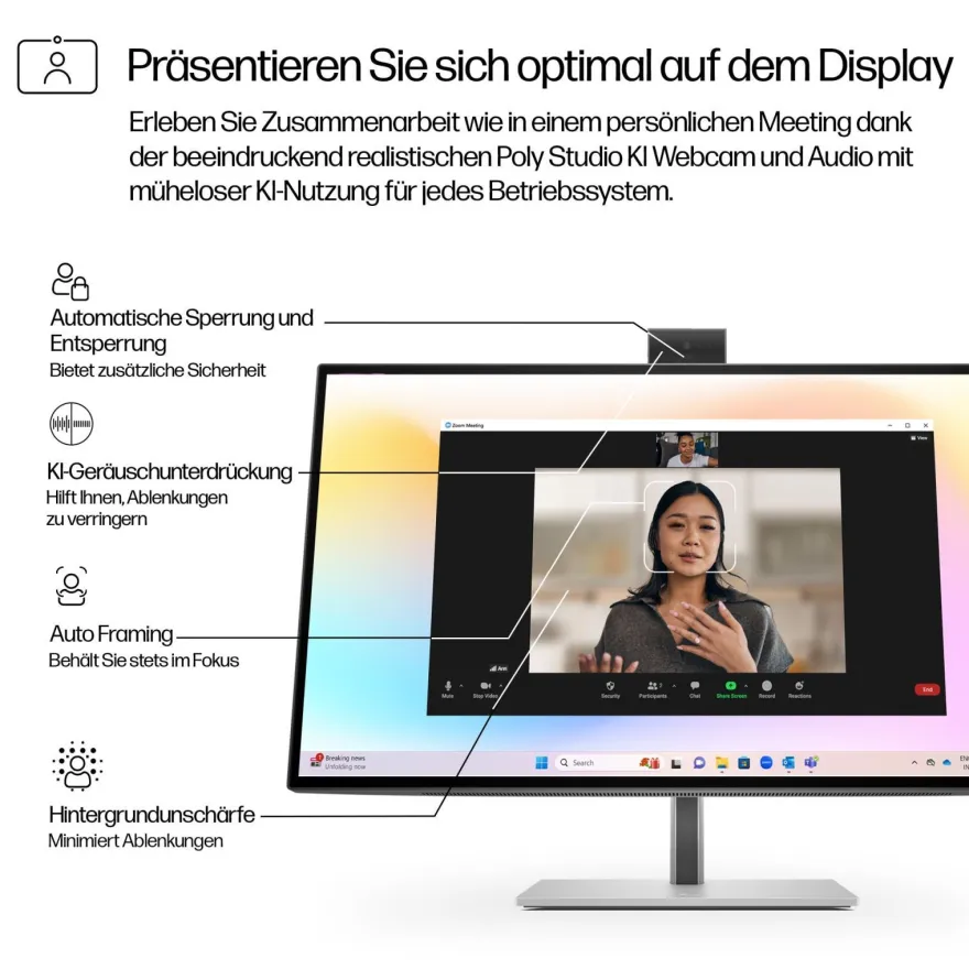 HP 727pm Docking Display 68,58cm 27Zoll UHD 16:9 1xDP 1.4 1xHDMI 2.0 1xUSB-C (EU)
