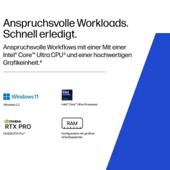 HP ZBook 8 G2i Intel Core Ultra 7 356H 40,64cm 16Zoll WUXGA 32GB 1TB/SSD NVIDIA RTX P