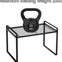 HQahnekme Küchenschrank Organizer Regaleinsatz mit Anti-Rutsch Matte, Schwarz