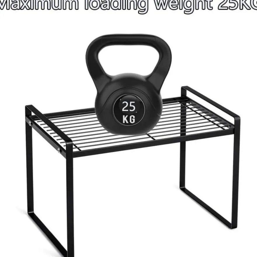 HQahnekme Küchenschrank Organizer Regaleinsatz mit Anti-Rutsch Matte, Schwarz