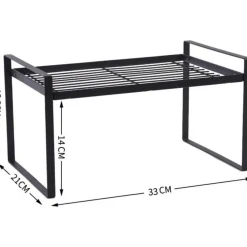 HQahnekme Küchenschrank Organizer Regaleinsatz mit Anti-Rutsch Matte, Schwarz