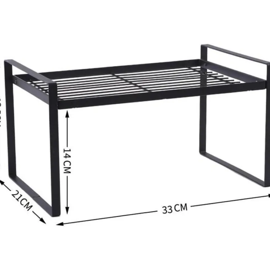 HQahnekme Küchenschrank Organizer Regaleinsatz mit Anti-Rutsch Matte, Schwarz