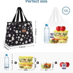 Hshrish Lunchtasche Damen 12L, wasserdicht & auslaufsicher, isoliert, ideal für
