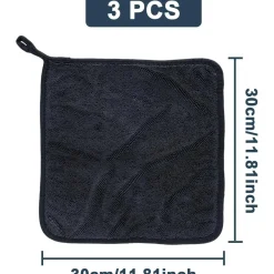 Huglux Mikrofasertücher 3 Stück, 600GSM, 30x30cm, fusselfrei, ideal für Auto