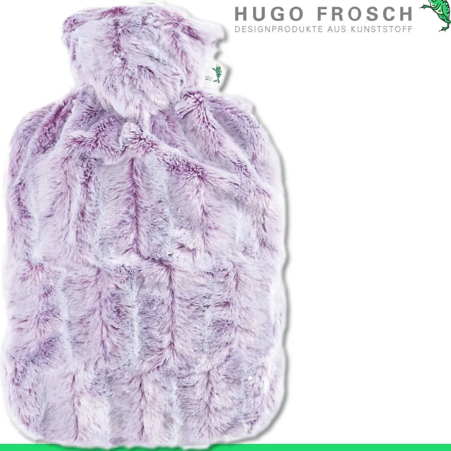 Hugo Frosch Wärmflasche Klassik Tierfelloptik lila-silber | Made in Germany