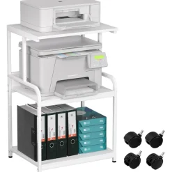 Huhote 3-stöckiger Druckerständer mit Rollen, Metall Druckerwagen für Büro