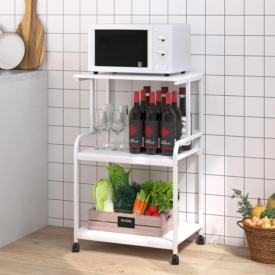 Huhote 3-stöckiger Druckerständer mit Rollen, Metall Druckerwagen für Büro
