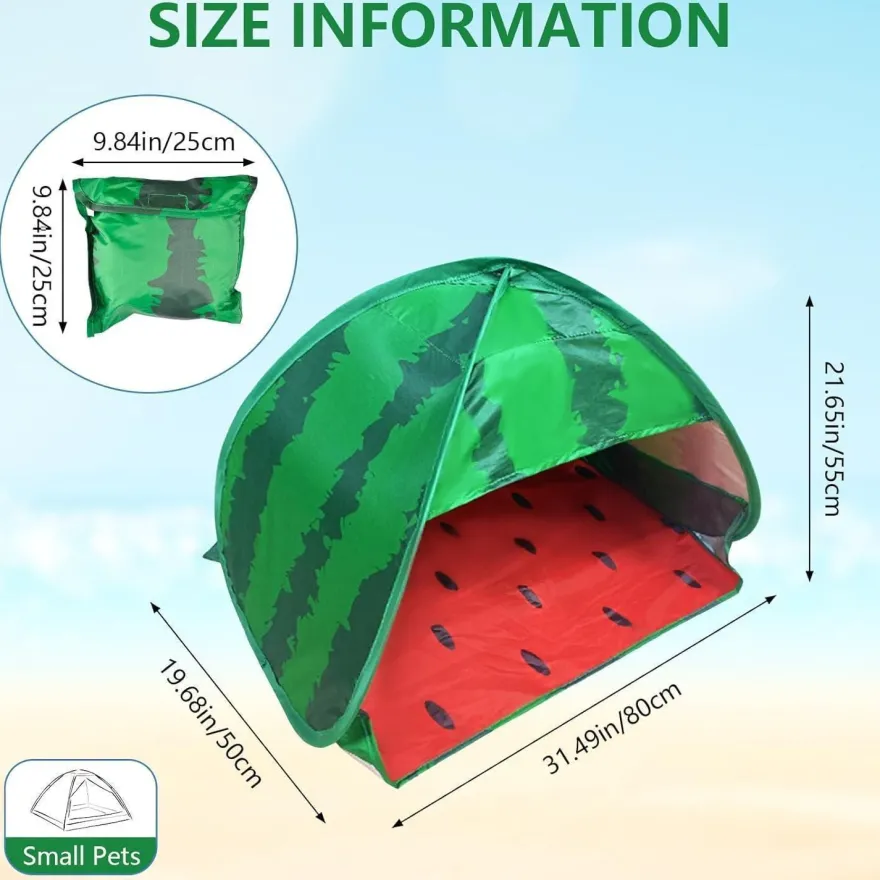 Hundestrandzelt Sonnenschutz Wassermelone Pop-up für kleine Haustiere
