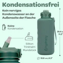 Hydracy Trinkflasche 2L mit Strohhalm und Zeitmarkierung - BPA-frei