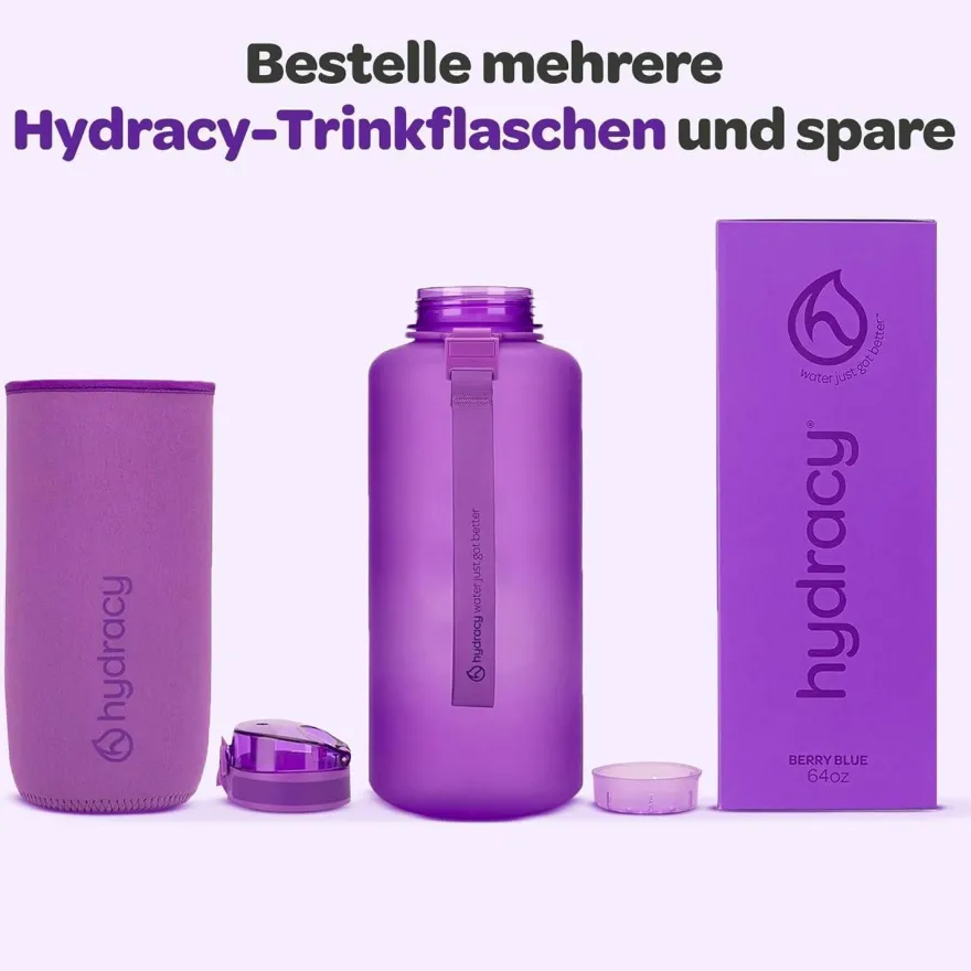Hydracy Trinkflasche mit Fruchteinsatz, 2L, BPA-frei, mit Zeitmarkierung