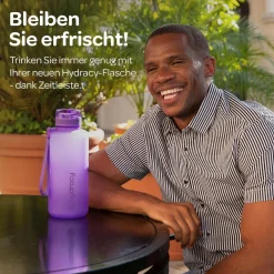 Hydracy Trinkflasche mit Fruchteinsatz, 2L, BPA-frei, mit Zeitmarkierung