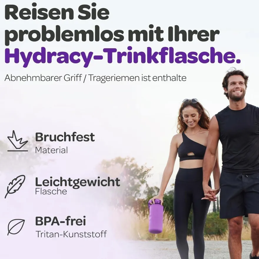 Hydracy Trinkflasche mit Fruchteinsatz, 2L, BPA-frei, mit Zeitmarkierung