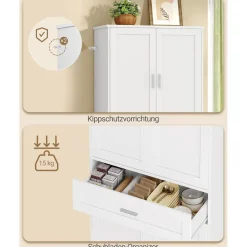 Hzuaneri Buffetschrank mit 4 Türen, 1 Schublade und 6-stufigem
