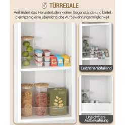 Hzuaneri Buffetschrank mit 4 Türen, 1 Schublade und 6-stufigem