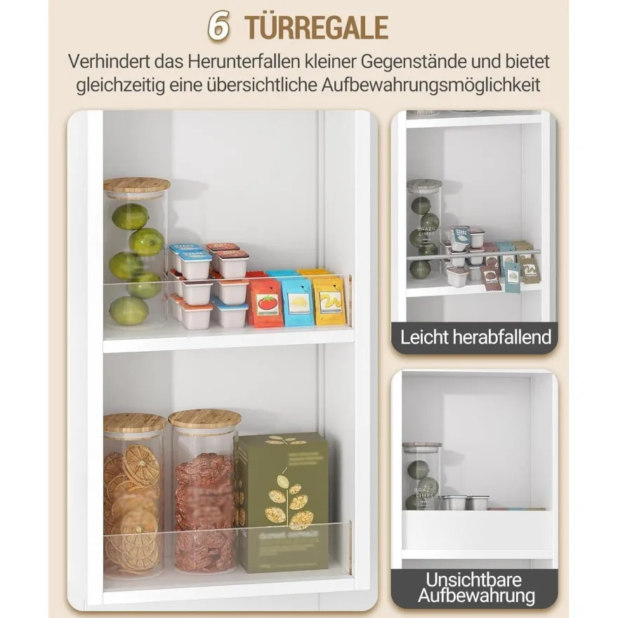 Hzuaneri Buffetschrank mit 4 Türen, 1 Schublade und 6-stufigem