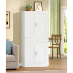 Hzuaneri Buffetschrank mit 4 Türen, 1 Schublade und 6-stufigem