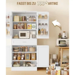 Hzuaneri Buffetschrank mit 4 Türen, 1 Schublade und 6-stufigem