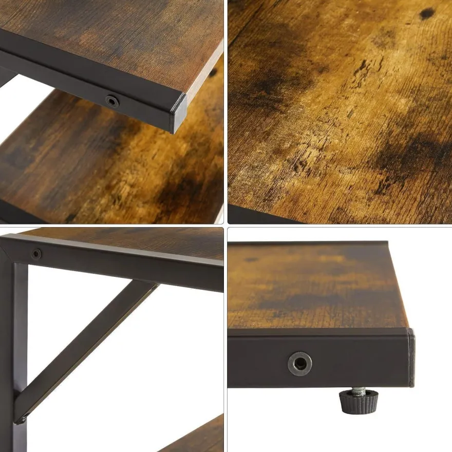 IBUYKE Under Desk Printer Stand 2 Tier Mobile Organizer Shelf 4 Wheels Rustic