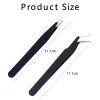 iCovalescent Pinzette Set Edelstahl Augenbrauen Haare Schwarz 11,5cm