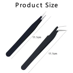 iCovalescent Pinzette Set Edelstahl Augenbrauen Haare Schwarz 11,5cm