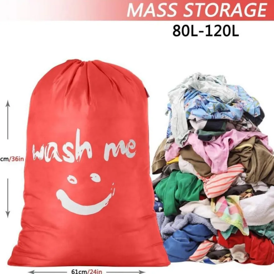 Ihomagic 120L Wäschebeutel aus 420D Nylon mit Smiley-Gesicht, faltbar, für