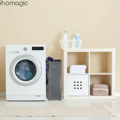 Ihomagic 45L Wäschekorb Schmal, Wäschesammler mit Griffen, Robustes Oxford