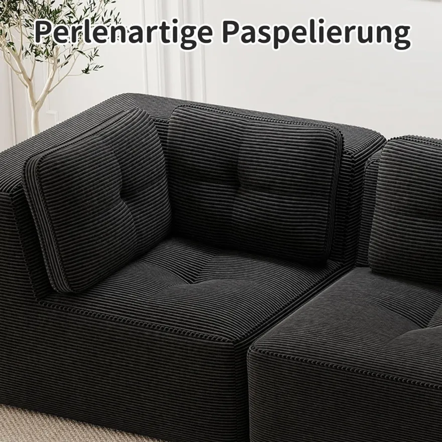 IHO SOFA Modulares Ecksofa mit Ottoman, Kein Aufbau Nötig, Tiefe Sitzfläche