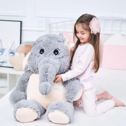 IKASA Großer Elefant Stofftier Riesenelefant Plüschtiere für Kinder, Grau, 100cm