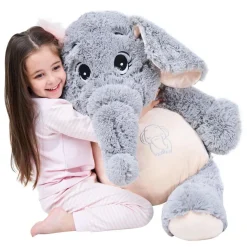 IKASA Großer Elefant Stofftier Riesenelefant Plüschtiere für Kinder, Grau, 100cm